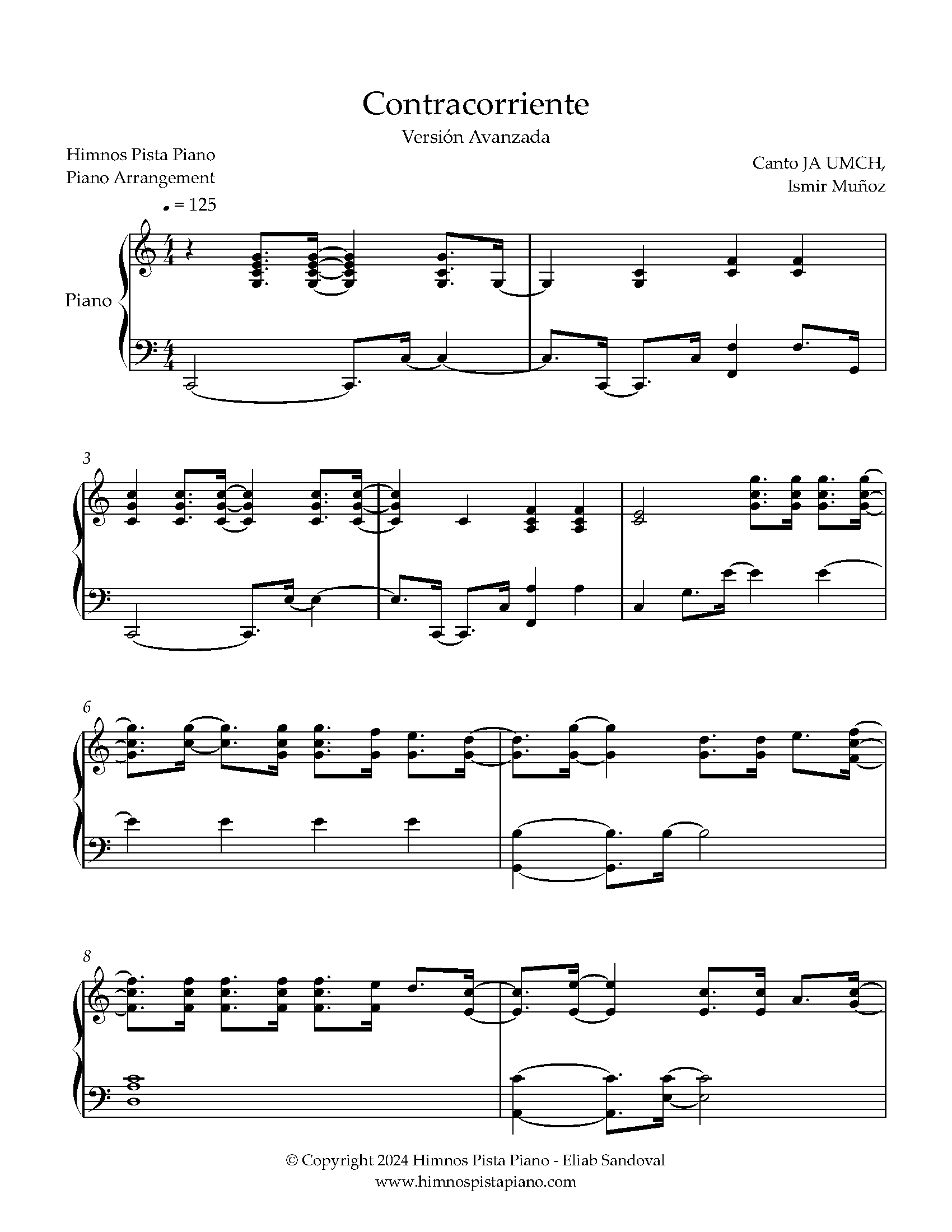 Contracorriente - Coro JA UMCH / Ismir Muñoz | Partitura Piano